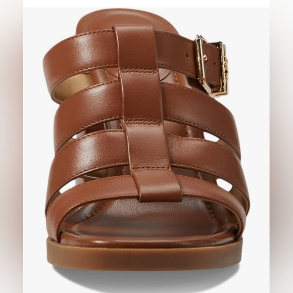 MICHAEL KORS JAGGER Leather Slide Slip On High Heels Brown NEW SZ 9.5 - Picture 5 of 16